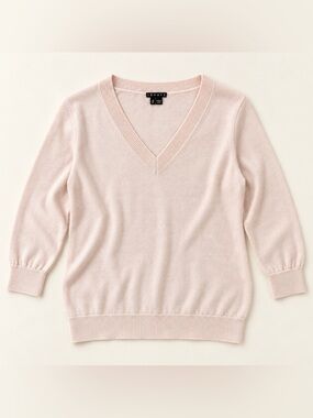 Theory Cashmere Blend V-Neck Sweater Ballet Pink